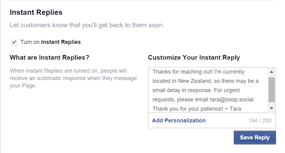 how to set up auto comment reply on facebook pages